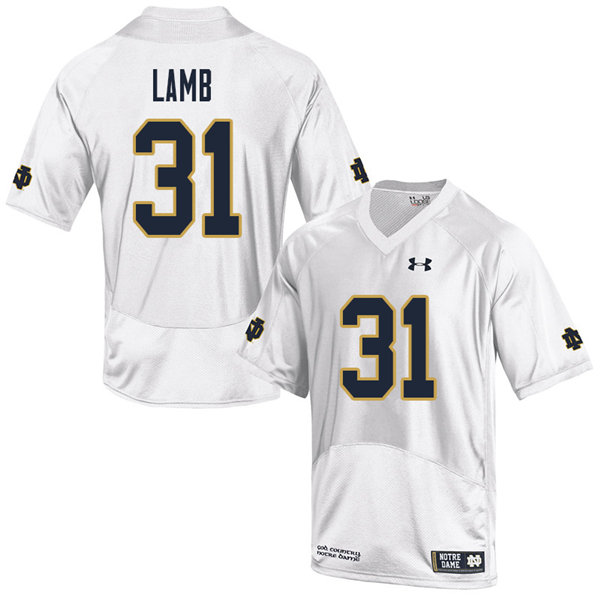 Men #31 Jack Lamb Notre Dame Fighting Irish College Football Jerseys Sale-White